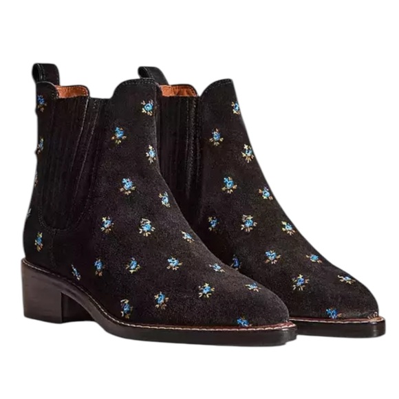 COACH Bowery Prairie Suede Chelsea Boots in Black / Blue Size 6 NWOB - Picture 2 of 11